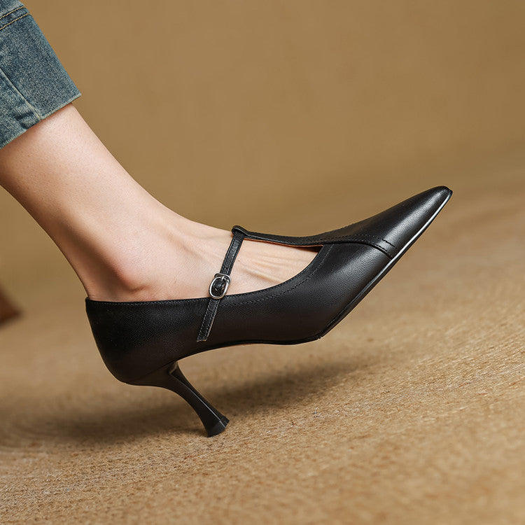 Elisse Retro T Strap Mid Heel