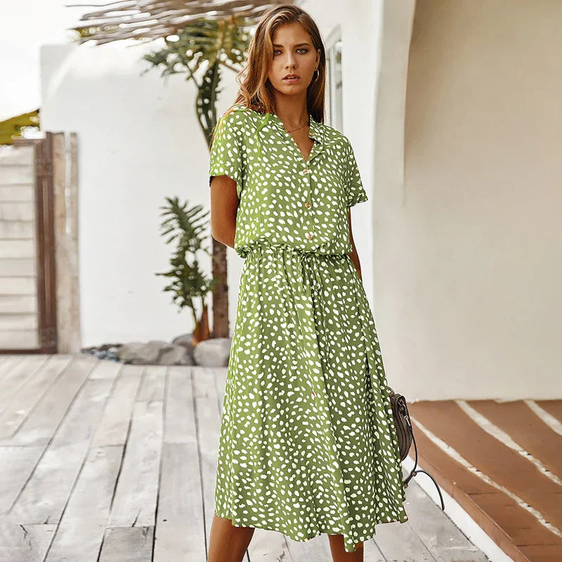 Florienne™ Vintage Waist Tie Shirt Dress