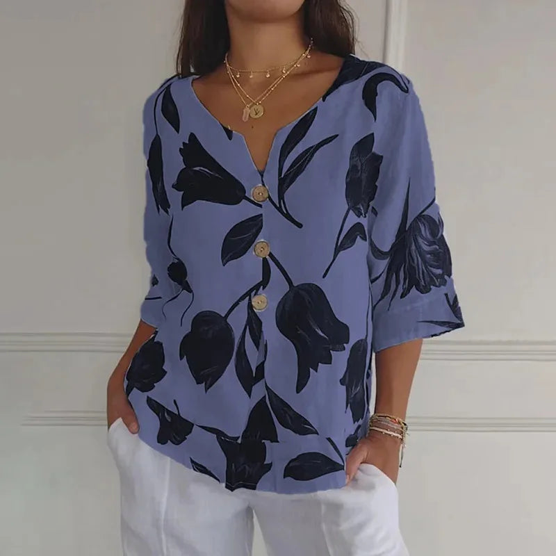 Emma Bloom Button Front Blouse