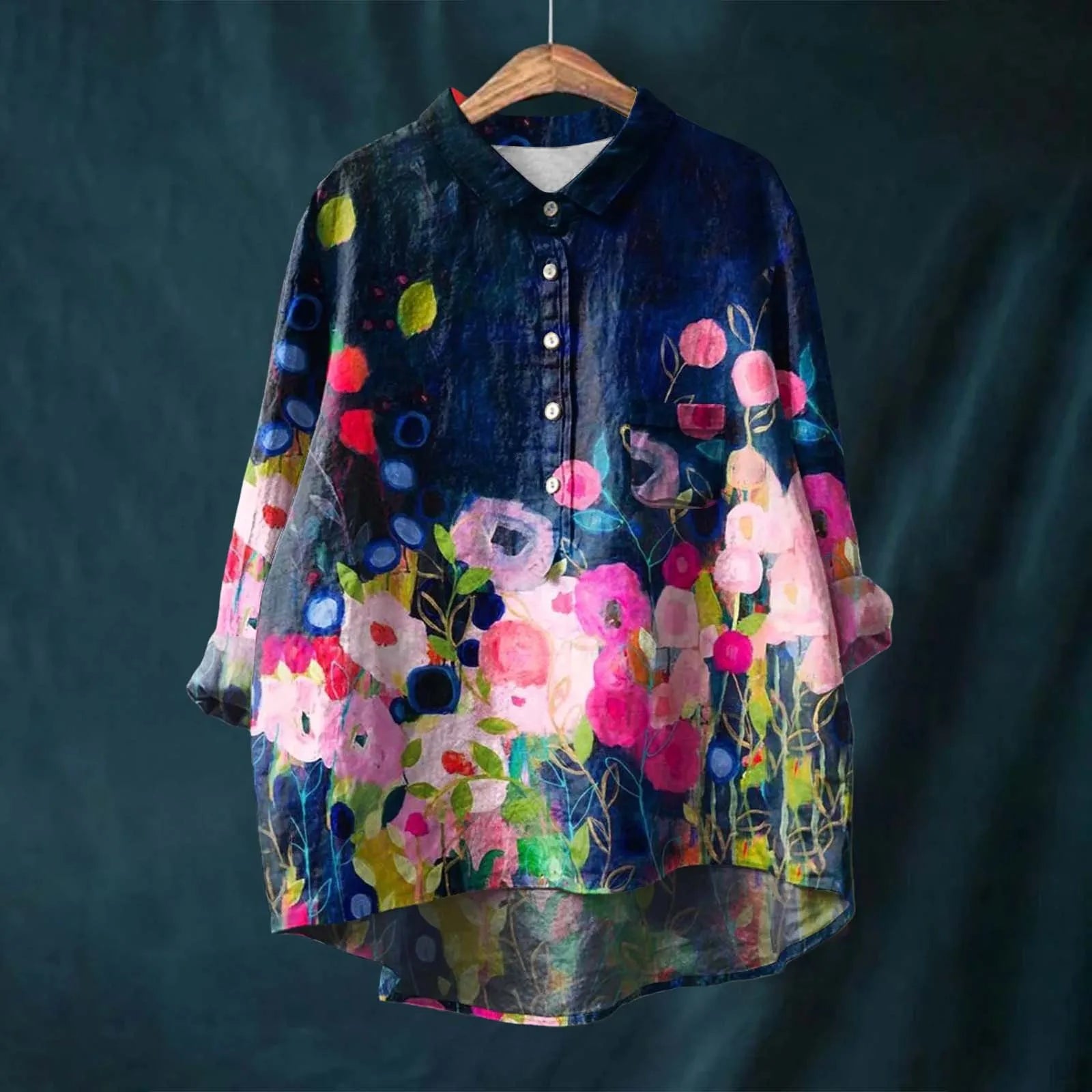 Hannah Floral Print Cotton Linen Blouse