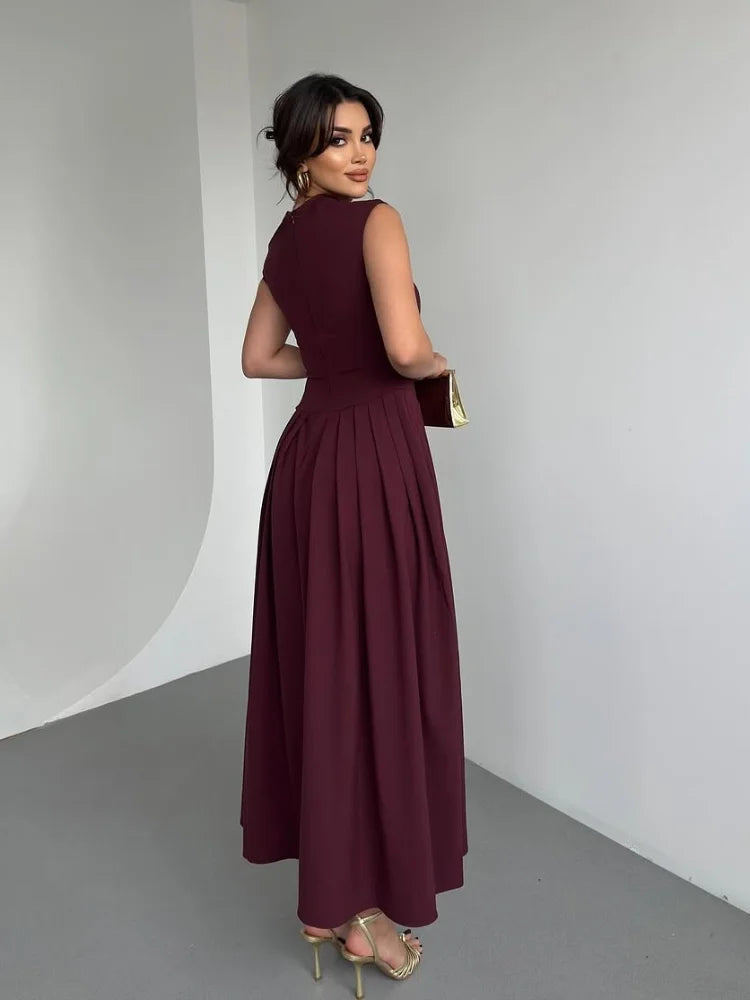 Aria | Pleated A Line Evening Dress
