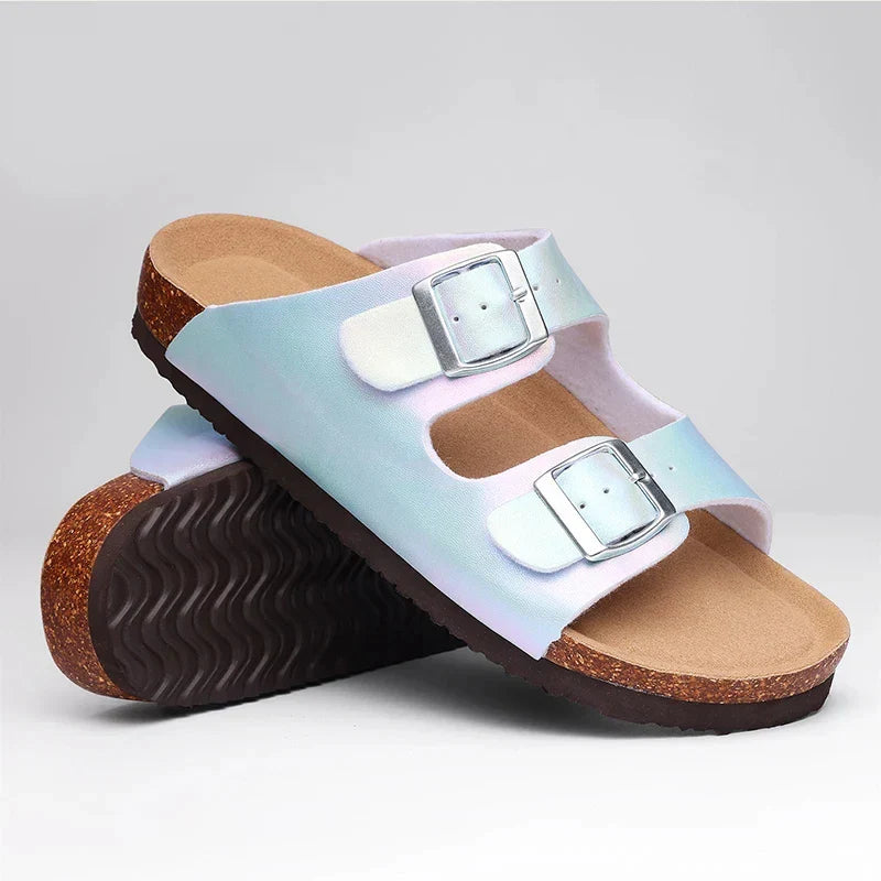 Zafrina Double Buckle Comfort Sandals – Women’s fashion piece