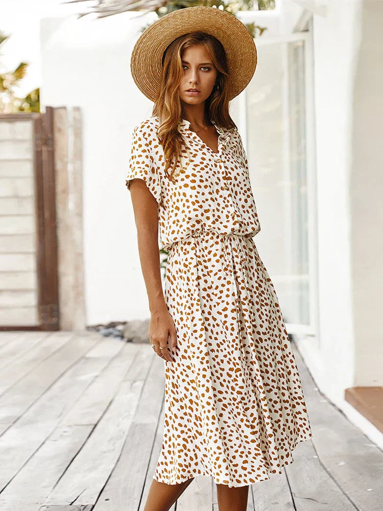Florienne™ Vintage Waist Tie Shirt Dress