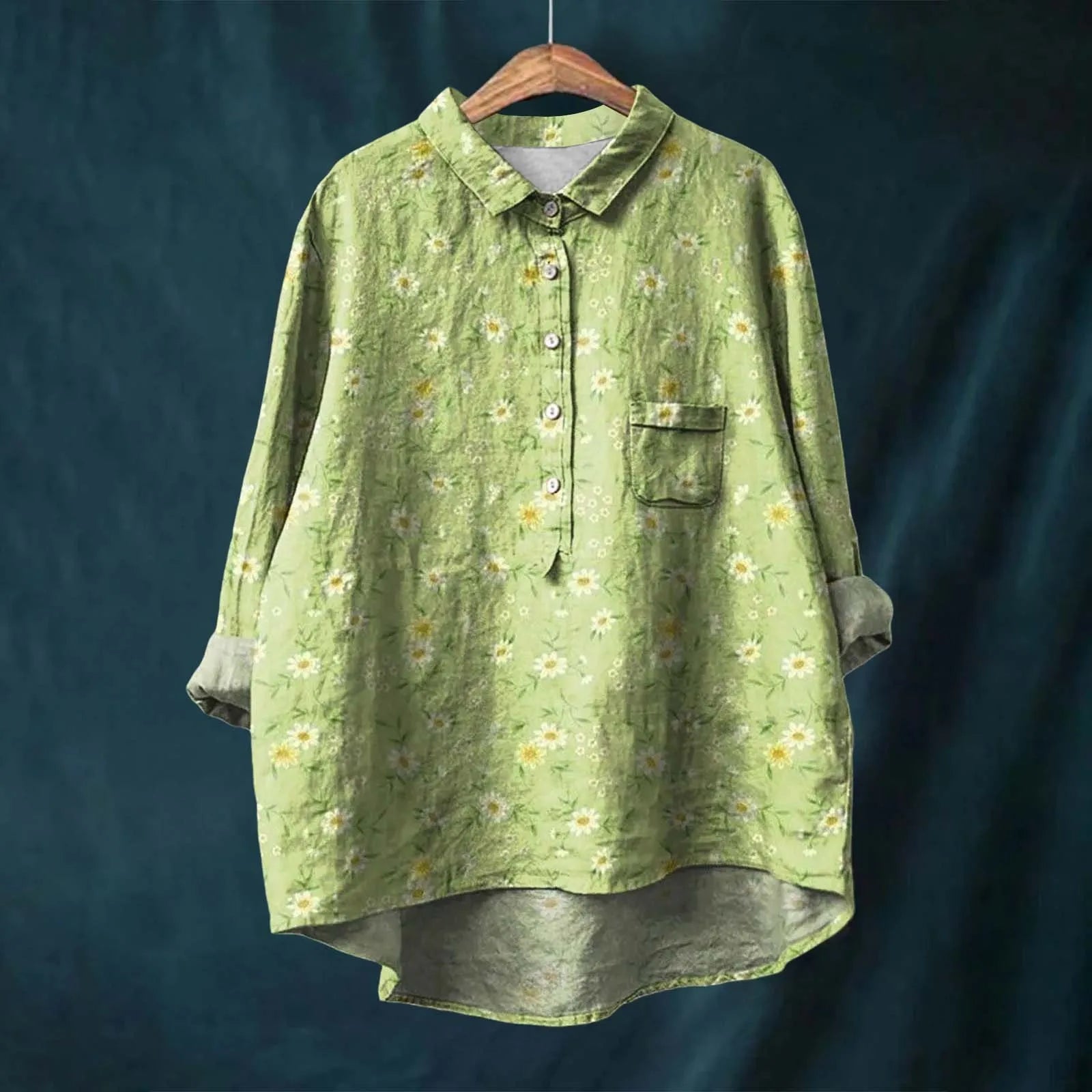 Hannah Floral Print Cotton Linen Blouse