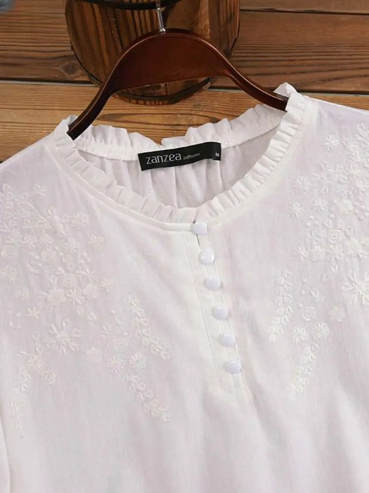 Roselyn Embroidered Button Blouse – Women’s fashion piece