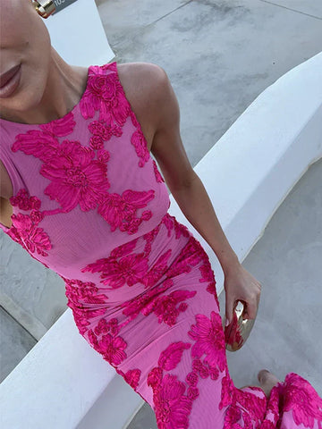 Iris | Floral Mesh Bodycon Evening Dress – Women’s fashion piece