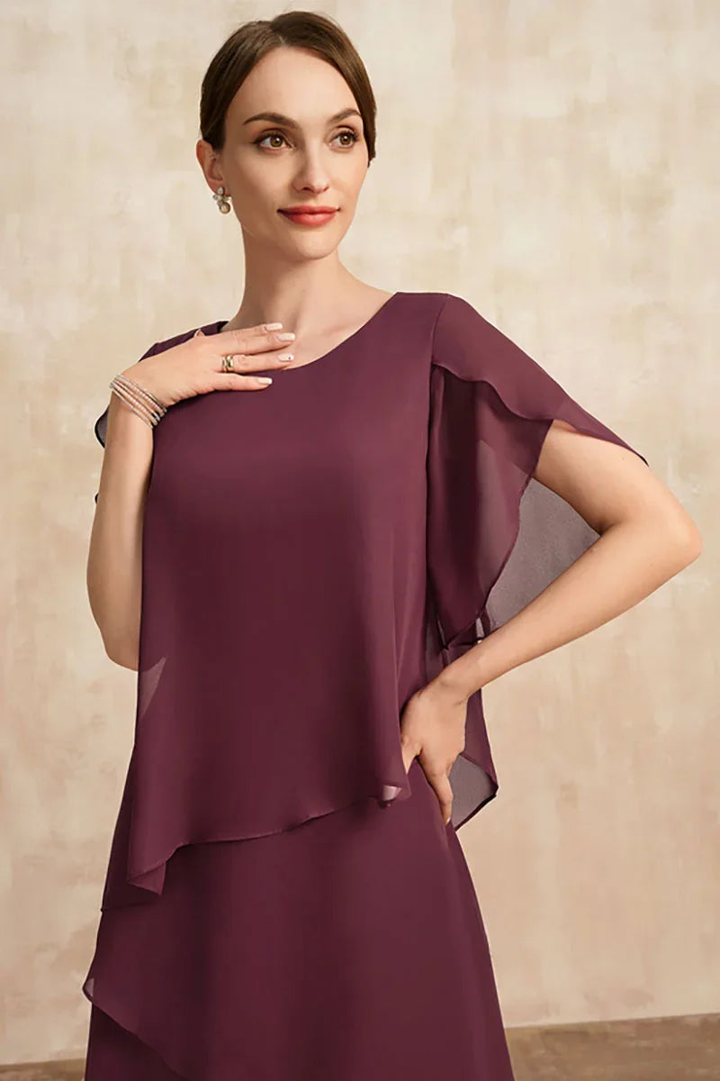 Belle Flowy Short Sleeve Irregular Layered Long Dress – Women’s fashion piece