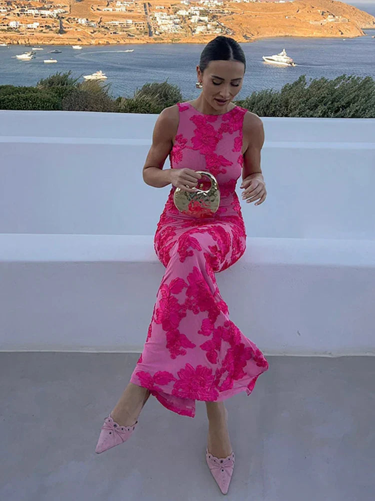 Iris | Floral Mesh Bodycon Evening Dress – Women’s fashion piece