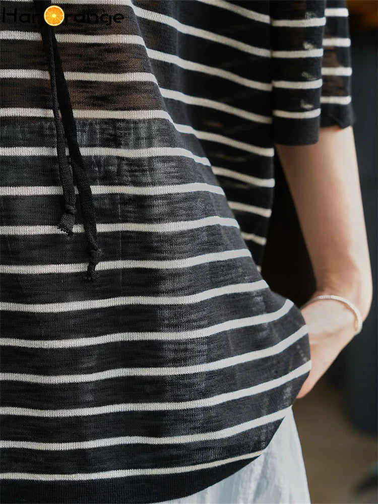 Nora Striped Relaxed Hoodie Tee