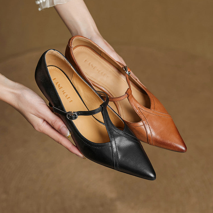 Elisse Retro T Strap Mid Heel