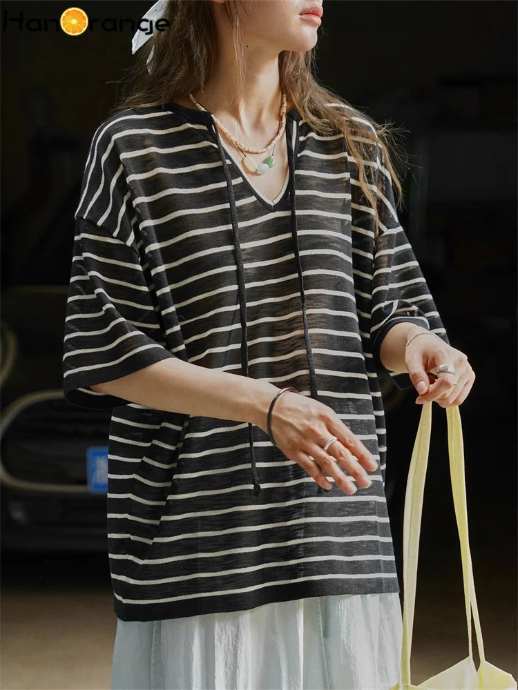 Nora Striped Relaxed Hoodie Tee – Women’s fashion piece