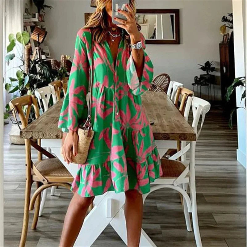 Everlen™ Boho Bloom Midi Dress – Women’s fashion piece