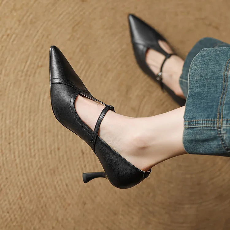 Elisse Retro T Strap Mid Heel