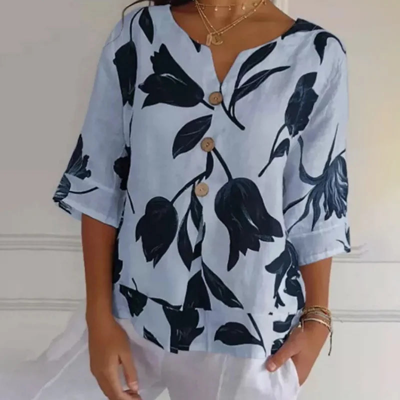 Emma Bloom Button Front Blouse