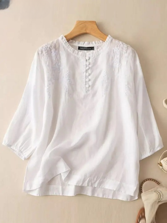 Roselyn Embroidered Button Blouse – Women’s fashion piece