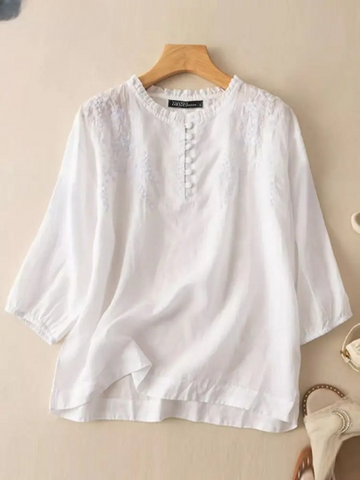 Roselyn Embroidered Button Blouse – Women’s fashion piece