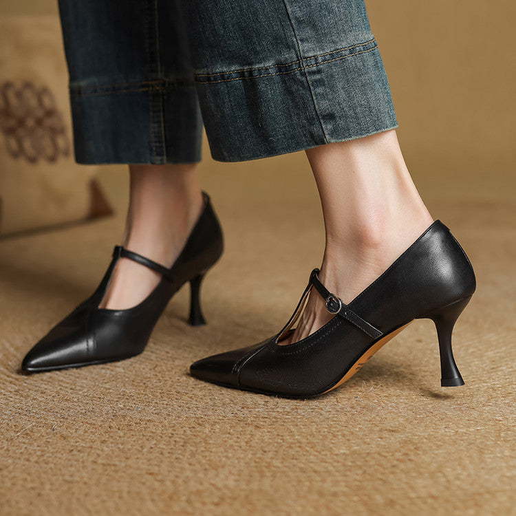Elisse Retro T Strap Mid Heel