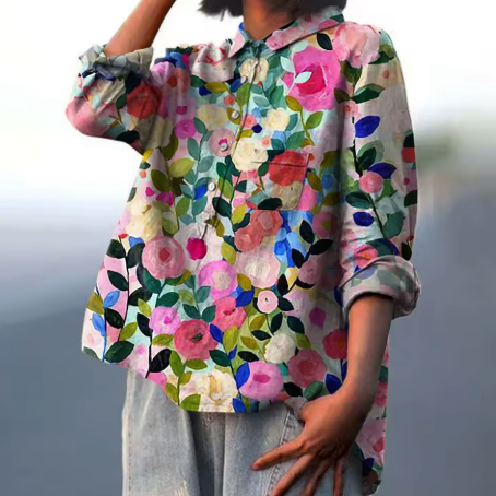 Caroline Cotton Linen Floral Blouse – Women’s fashion piece