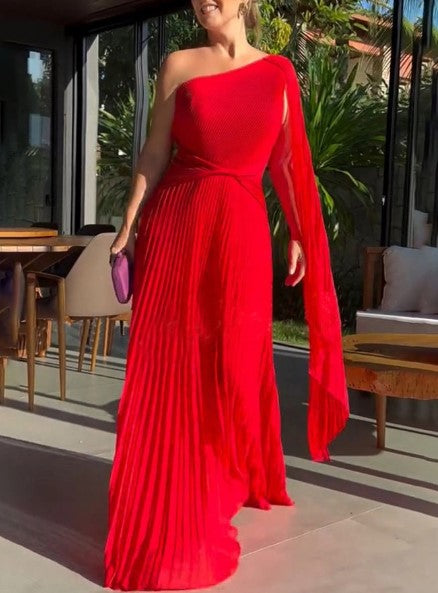 Dalila Off Shoulder Pleated Maxi Dress