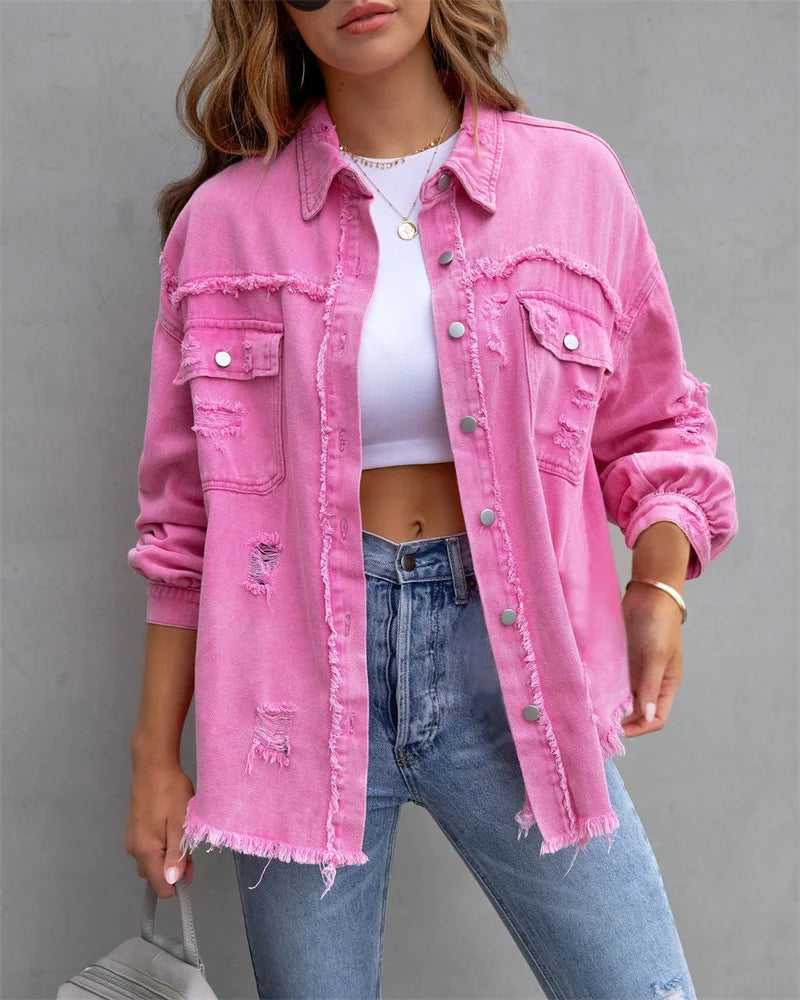 Riley Fray Edge Snap Jacket – Women’s fashion piece