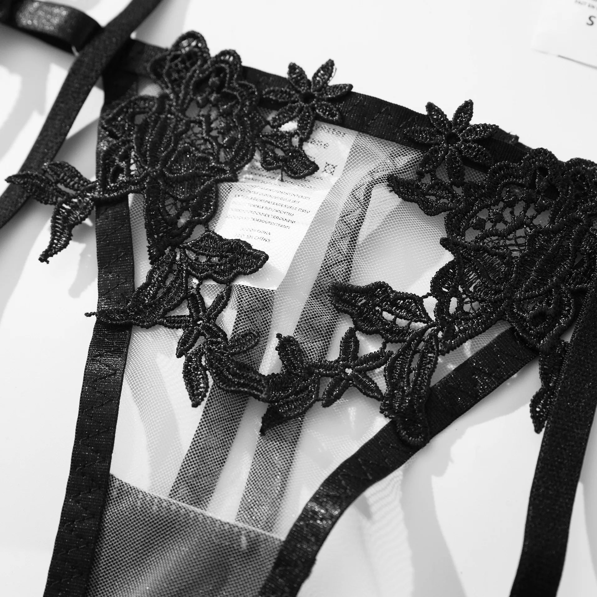 Naya Sheer Hollow Binding 3 Piece Lingerie Set