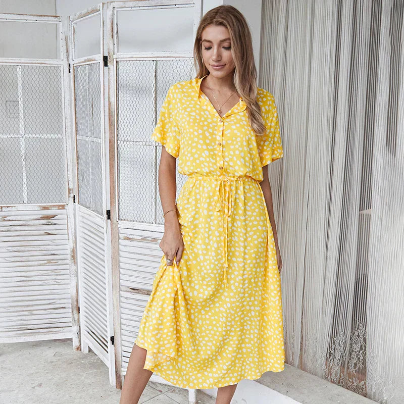 Florienne™ Vintage Waist Tie Shirt Dress