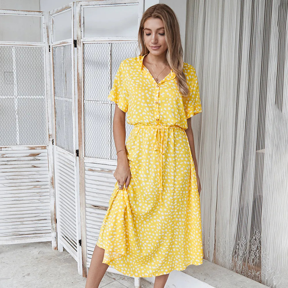 Florienne™ Vintage Waist Tie Shirt Dress