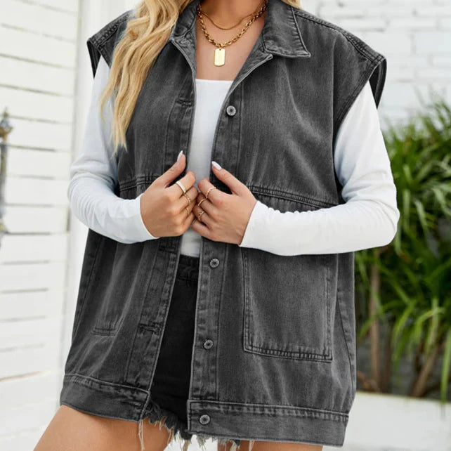 Jade Everyday Cotton Snap Vest