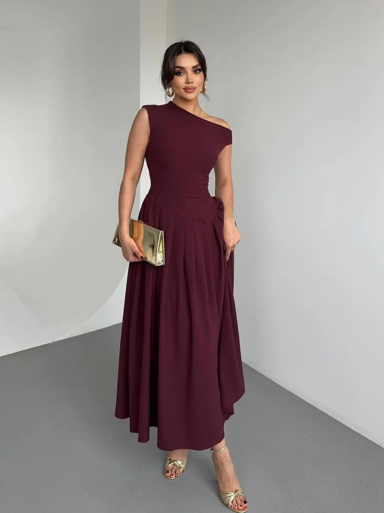 Aria | Pleated A Line Evening Dress