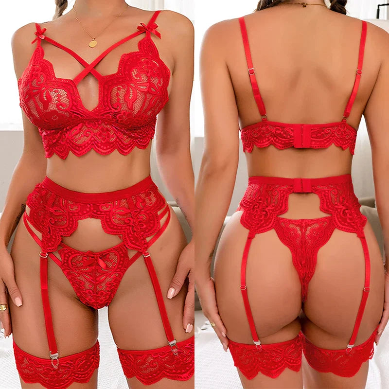 Vivia 3 Pieces See Through Lingerie Sets
