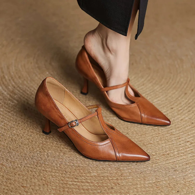 Elisse Retro T Strap Mid Heel