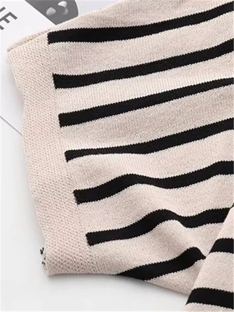 Lina Plus Size Soft Knit Striped Hoodie Tee