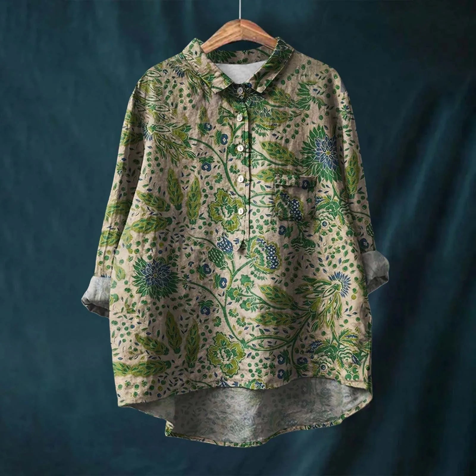 Hannah Floral Print Cotton Linen Blouse