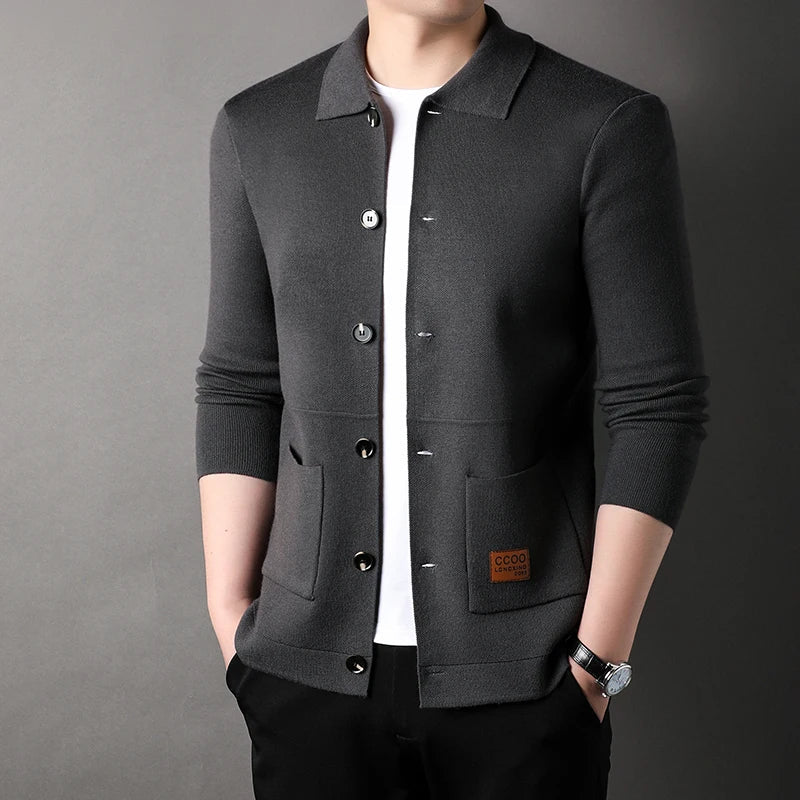 Sebastien™ - Men's Long Knitted Coat with Stylish Lapels