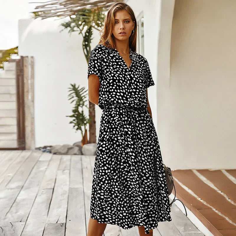 Florienne™ Vintage Waist Tie Shirt Dress – Women’s fashion piece
