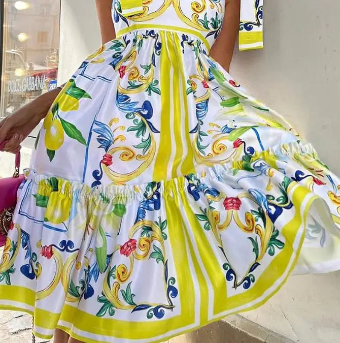 Serena Lace Up Floral Maxi Dress