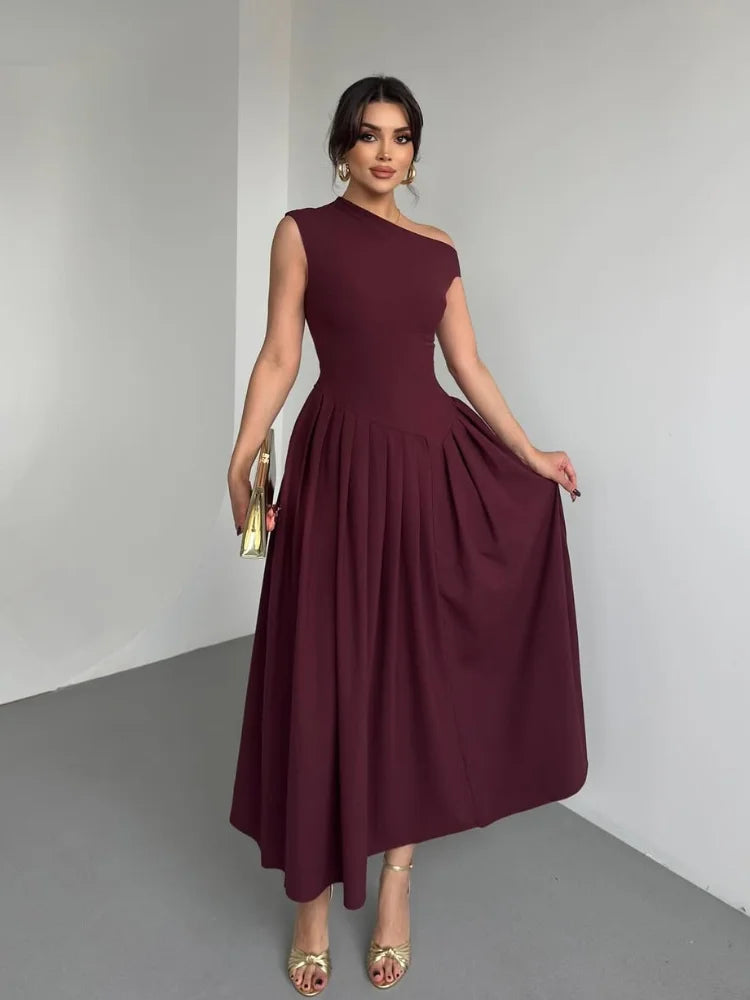 Aria | Pleated A Line Evening Dress