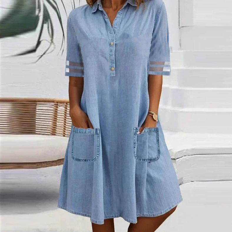 Jill | Denim Mini Dress With Side Pockets – Women’s fashion piece