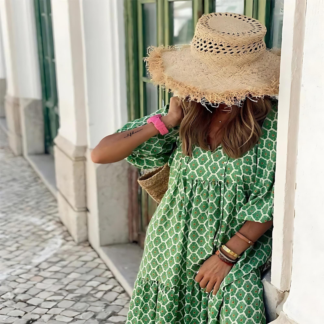 Mabel Breezy High Low Geometric Print Dress