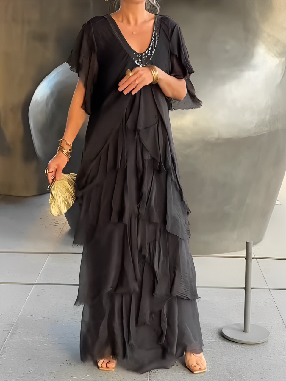 Summer | Elegant V Neck Maxi Dress – Graceful & Effortless – Women’s fashion piece