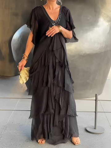 Summer | Elegant V Neck Maxi Dress – Graceful & Effortless – Women’s fashion piece