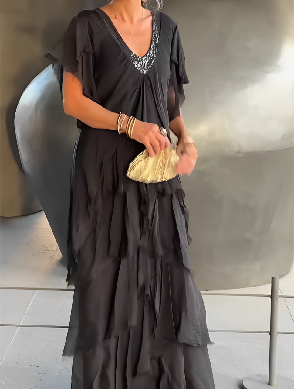Summer | Elegant V Neck Maxi Dress – Graceful & Effortless – Women’s fashion piece