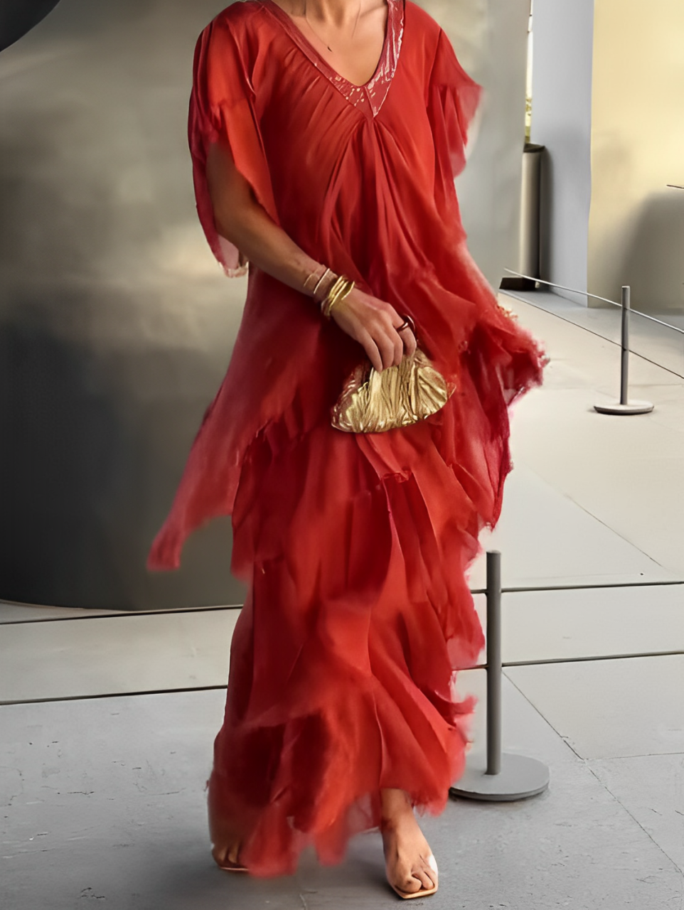 Summer | Elegant V Neck Maxi Dress – Graceful & Effortless