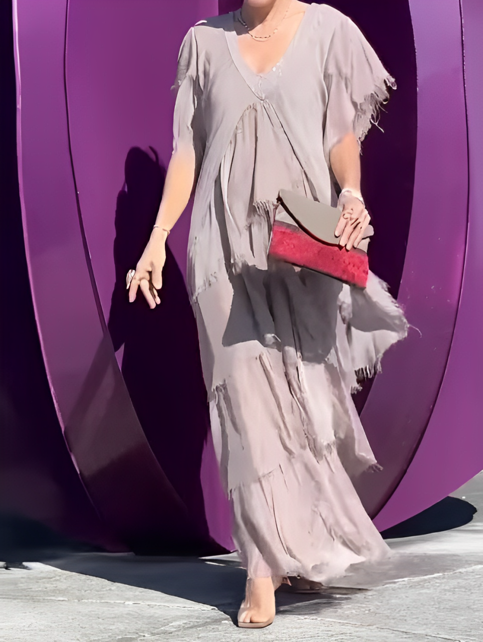 Summer | Elegant V Neck Maxi Dress – Graceful & Effortless