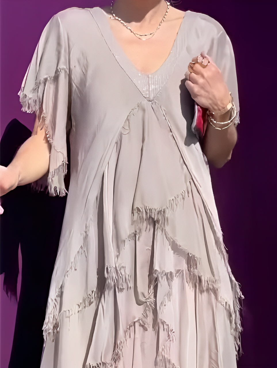 Summer | Elegant V Neck Maxi Dress – Graceful & Effortless
