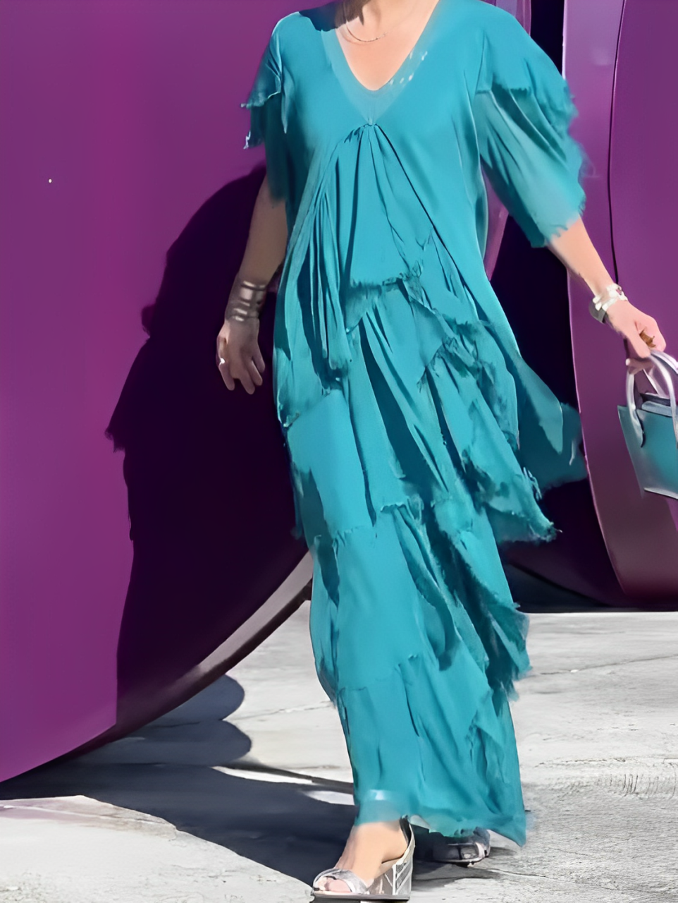 Summer | Elegant V Neck Maxi Dress – Graceful & Effortless