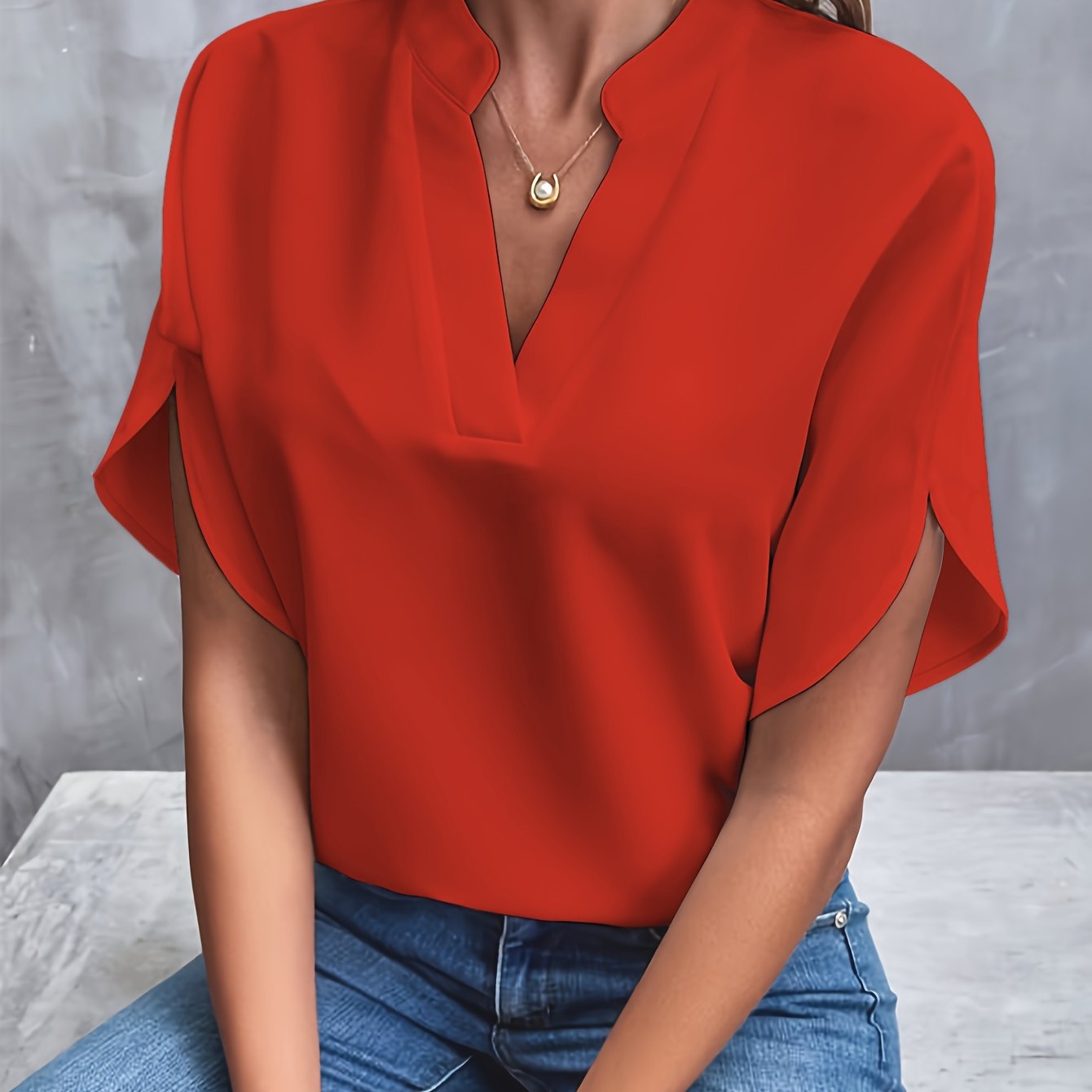 Hensley Elegant V Neck Blouse