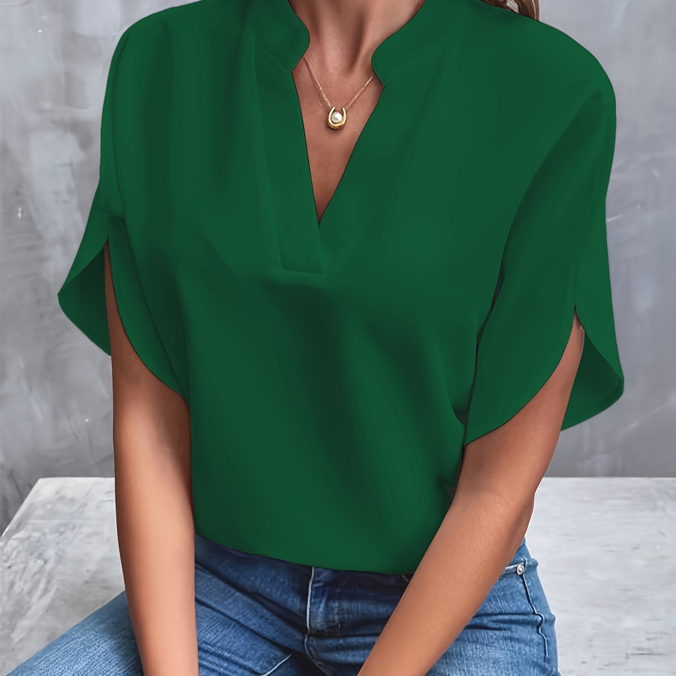 Hensley Elegant V Neck Blouse