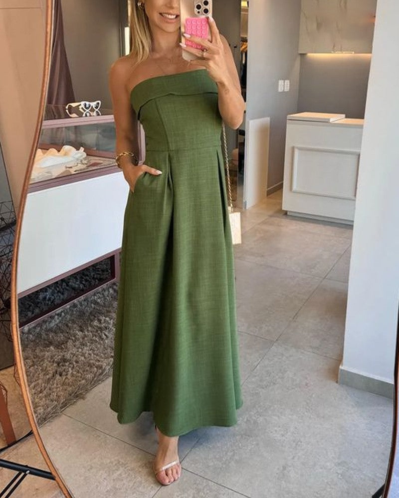 Annie Elegant Strapless Midi Dress – Women’s fashion piece