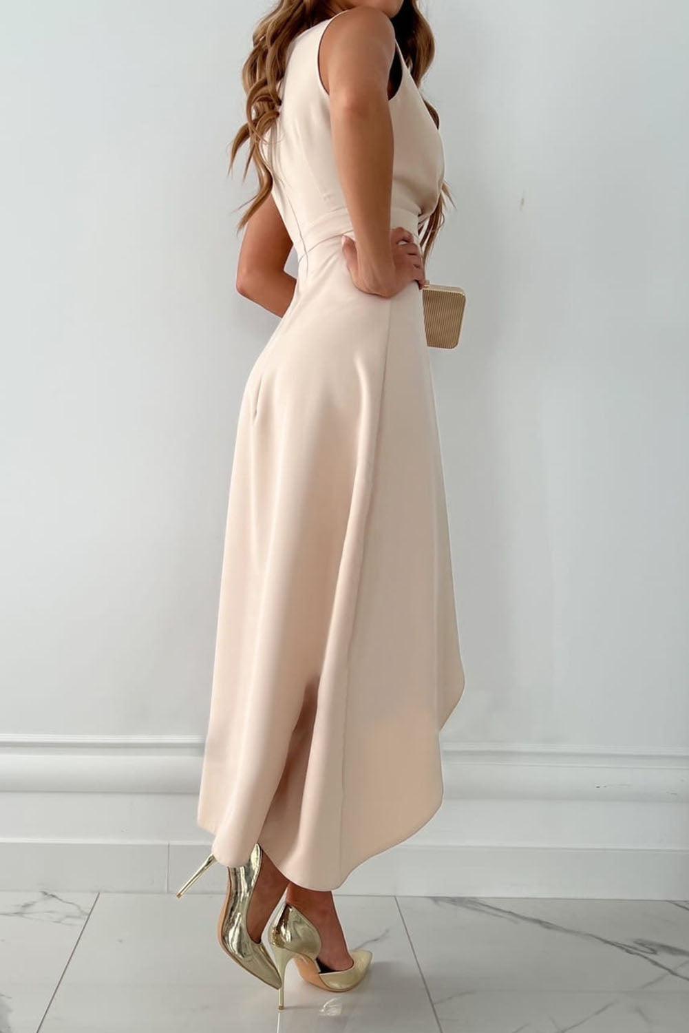 Mandy Chic Wrap V Neck Midi Dress – Women’s fashion piece